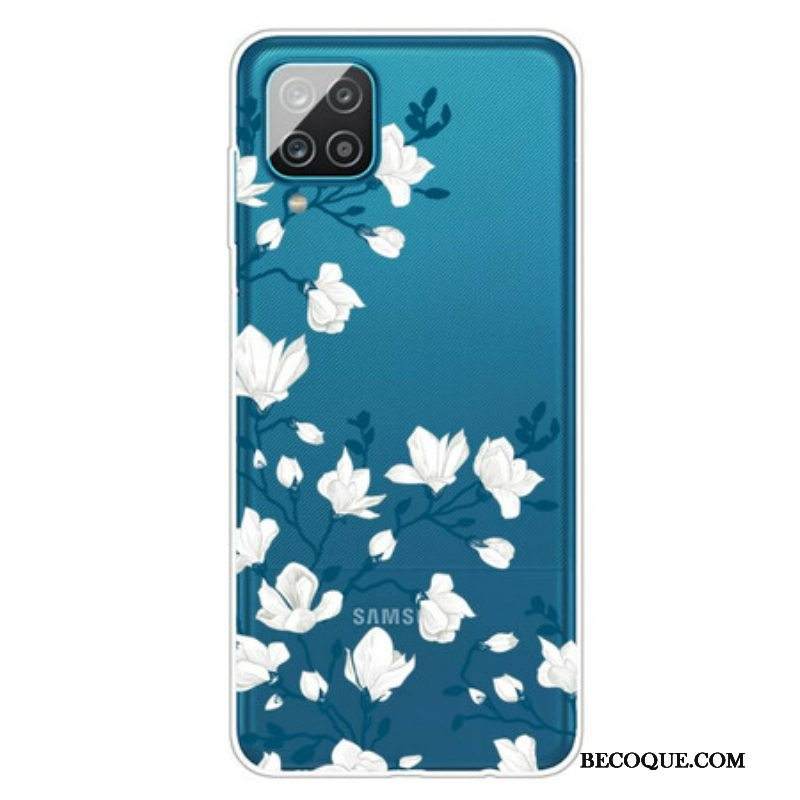 Case Samsung Galaxy M12 / A12 Valkoiset Kukat