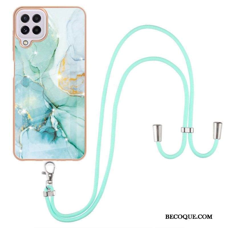 Case Samsung Galaxy M32 Kiristysnyörillä Johdon Marmorisuunnittelu