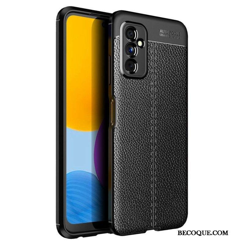 Case Samsung Galaxy M52 5G Kaksilinjainen Litsi-nahkaefekti