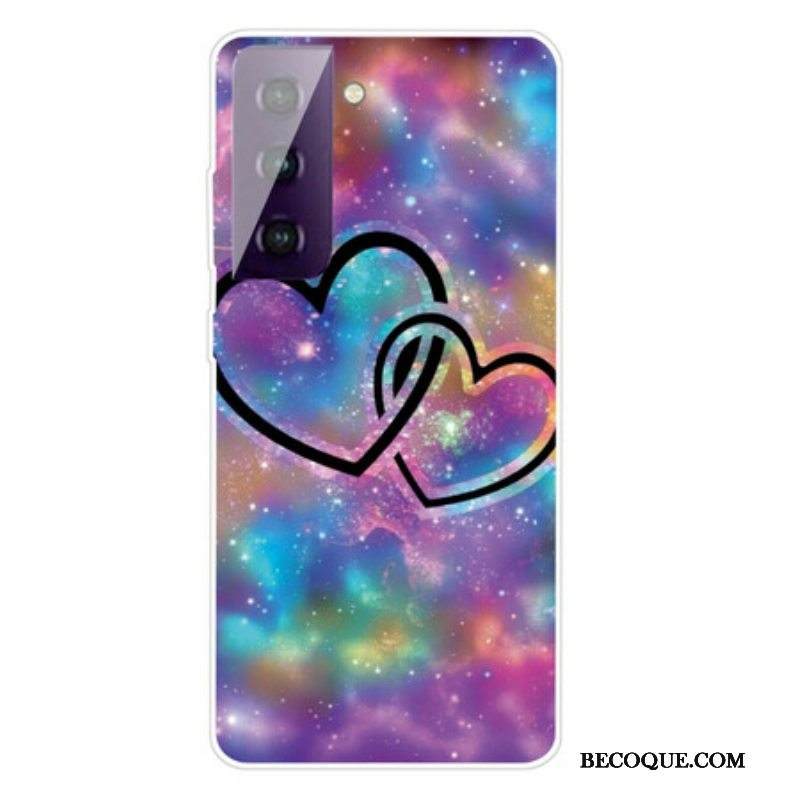 Case Samsung Galaxy S21 FE Ketjutetut Sydämet