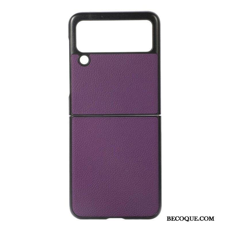 Case Samsung Galaxy Z Flip 3 5G Kotelot Flip Aitoa Litsi-nahkaa