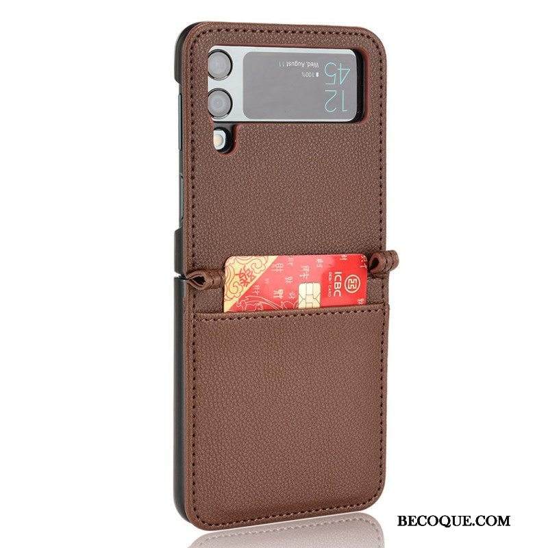 Case Samsung Galaxy Z Flip 3 5G Kotelot Flip Tyylikäs Litsi-nahkainen Korttikotelo
