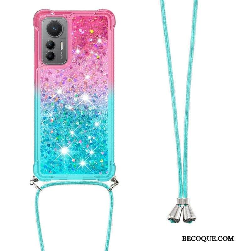 Case Xiaomi 12 Lite Kiristysnyörillä Glitter Silikoni Johto
