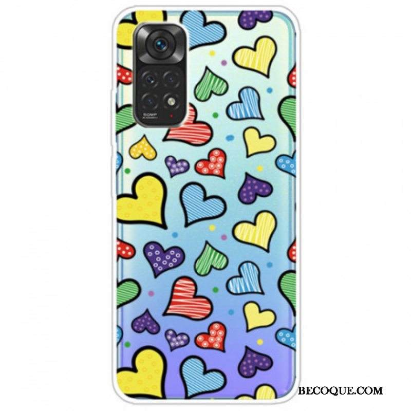 Case Xiaomi Redmi Note 11 / 11S Moniväriset Sydämet