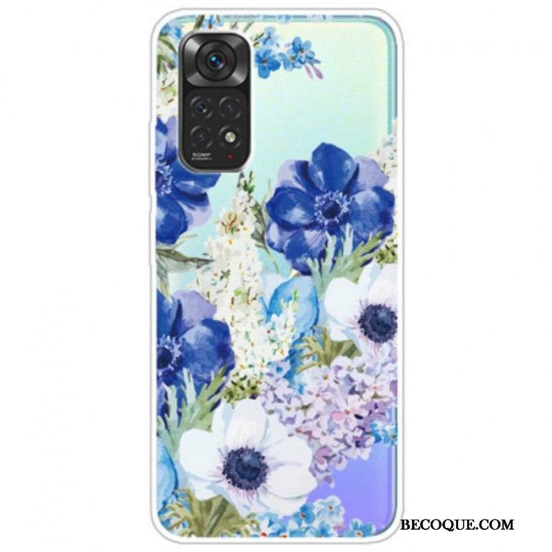 Case Xiaomi Redmi Note 11 / 11S Saumaton Akvarelli Siniset Kukat