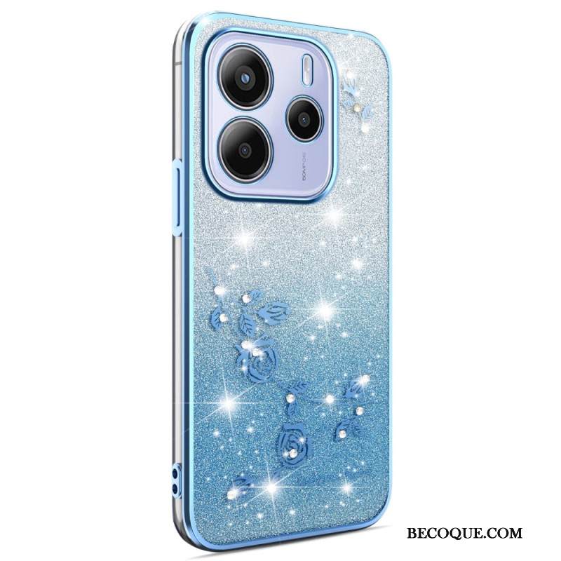 Case Xiaomi Redmi Note 14 4g Puhelinkuoret Liukuvärjätyt Kukat Kimallus