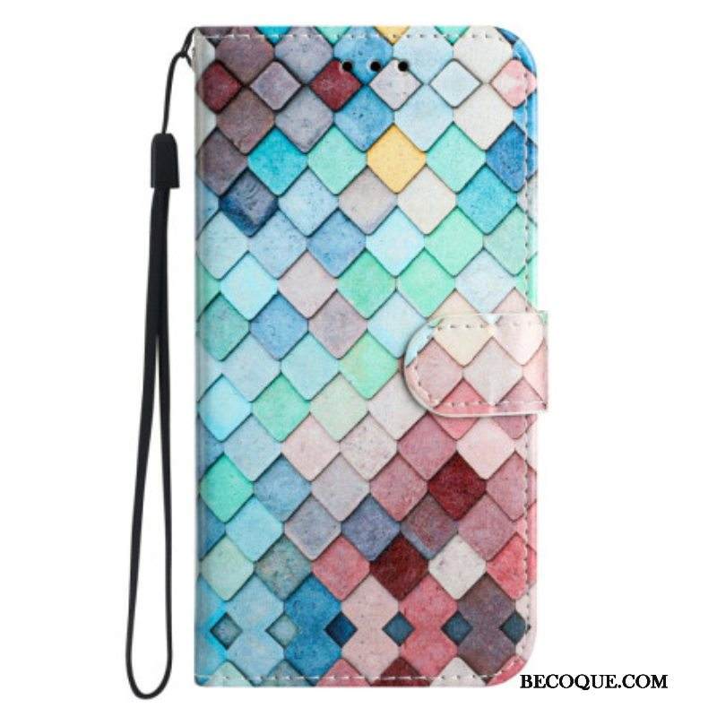 Flip Case Moto G73 5G Suojaketju Kuori Värillinen Strip Grid