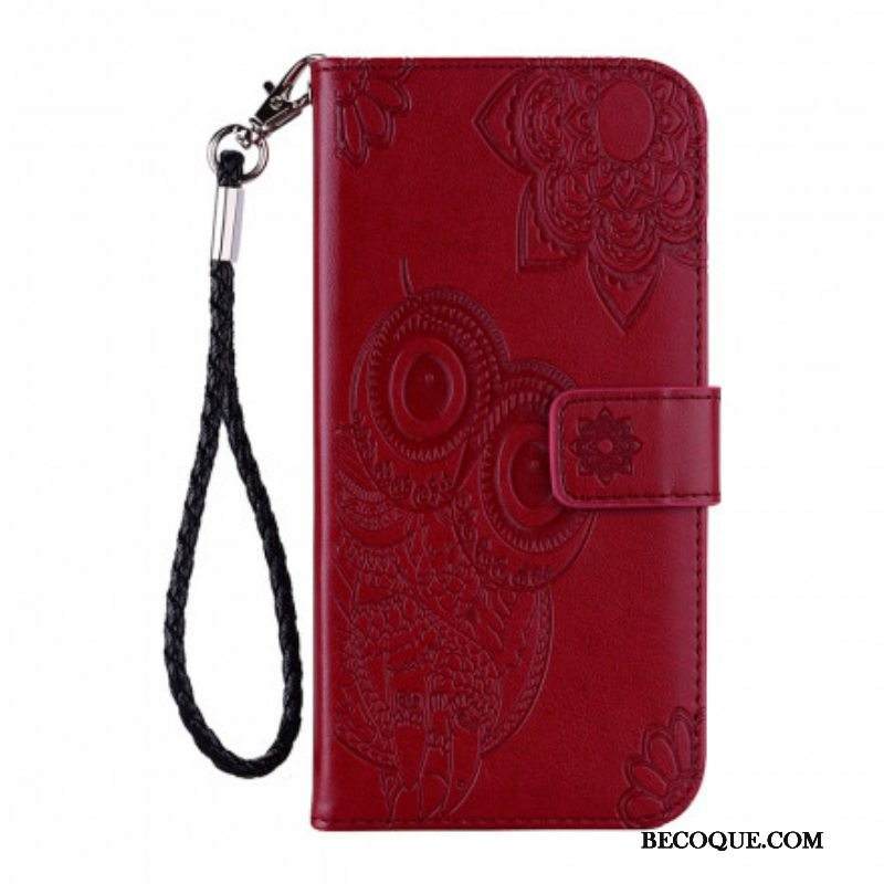 Flip Case Samsung Galaxy A52 4G / A52 5G / A52s 5G Pöllömandala Ja Kaulanauha