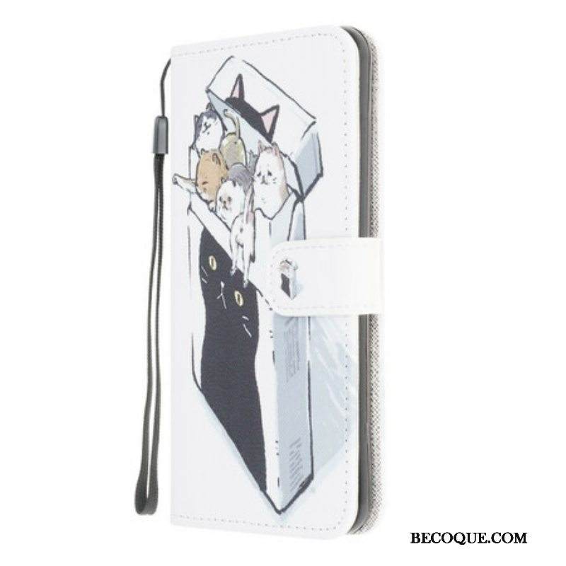 Flip Case Samsung Galaxy M12 / A12 Suojaketju Kuori Toimitus Thong Cats