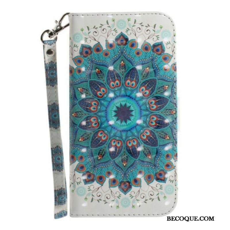 Flip Case Samsung Galaxy S21 FE Suojaketju Kuori Mestarillinen Mandala Hihnalla