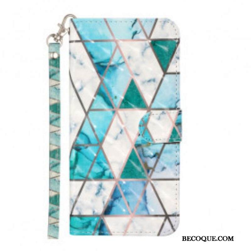 Flip Case Samsung Galaxy S21 Ultra 5G Suojaketju Kuori Marmorinauhaiset Kohdevalot