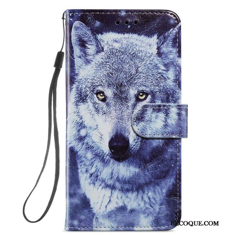 Flip Case Samsung Galaxy S22 5G Upea Wolves Kaulanauhalla