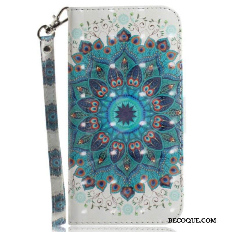 Flip Case Xiaomi Redmi Note 12 4G Suojaketju Kuori Strappy Mandala