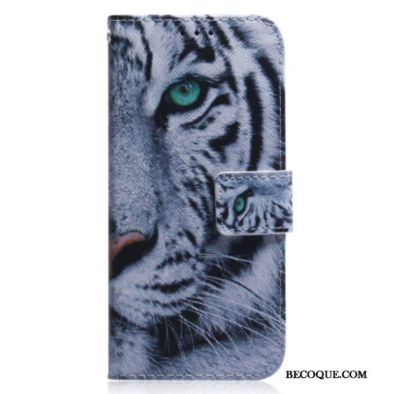 Flip Case Xiaomi Redmi Note 12 5G Suojaketju Kuori Strappy White Tiger