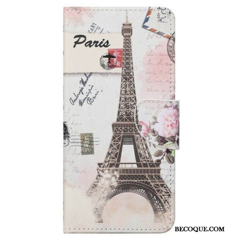 Flip Case iPhone 13 Pro Max Retro Eiffel-torni