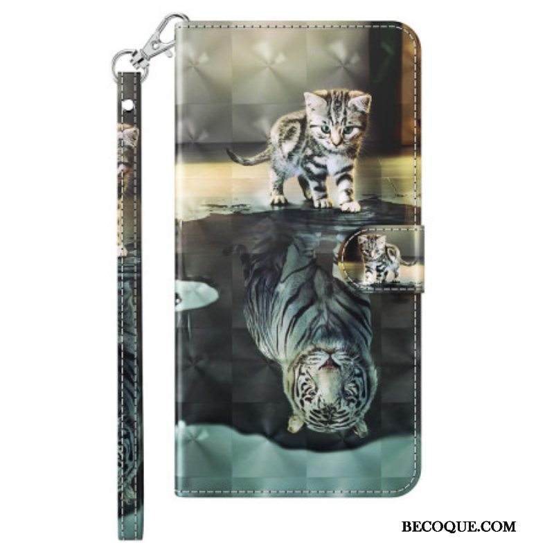 Flip Case iPhone 15 Pro Max Suojaketju Kuori 3d Kitten Dream Hihnalla