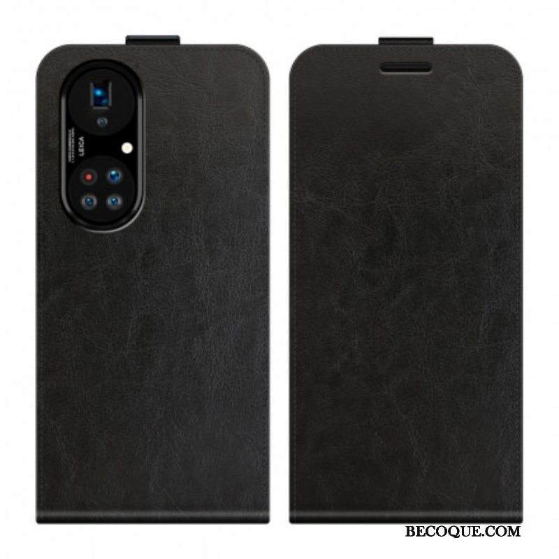 Kotelot Huawei P50 Pro Pystysuora Läppä Nahkaefekti