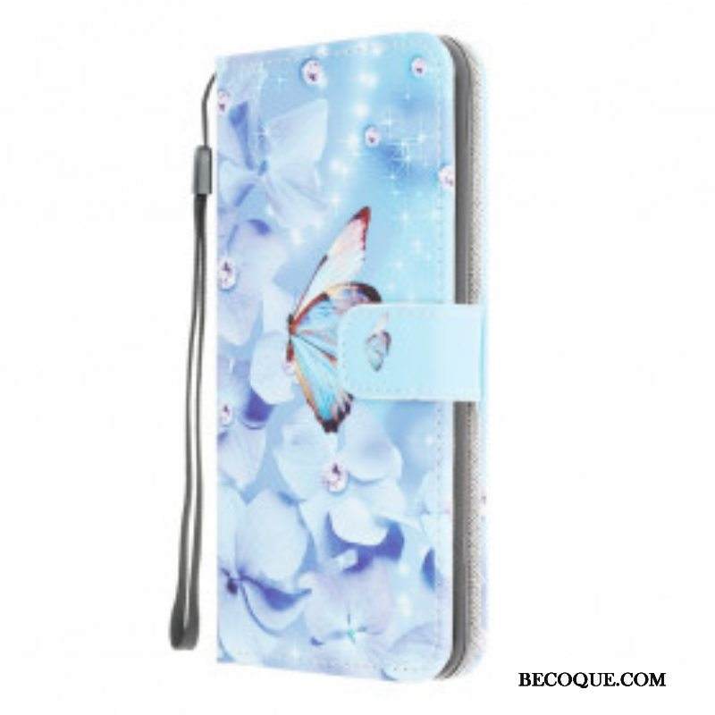 Kotelot Moto G50 Suojaketju Kuori Strappy Diamond Perhoset