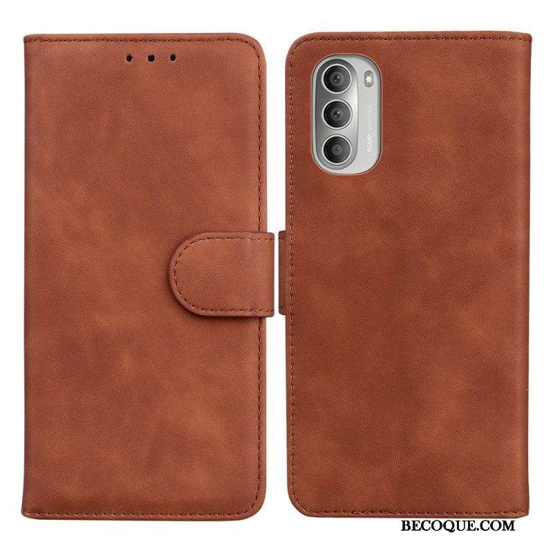 Kotelot Moto G51 5G Yksivärinen Nahkaefekti