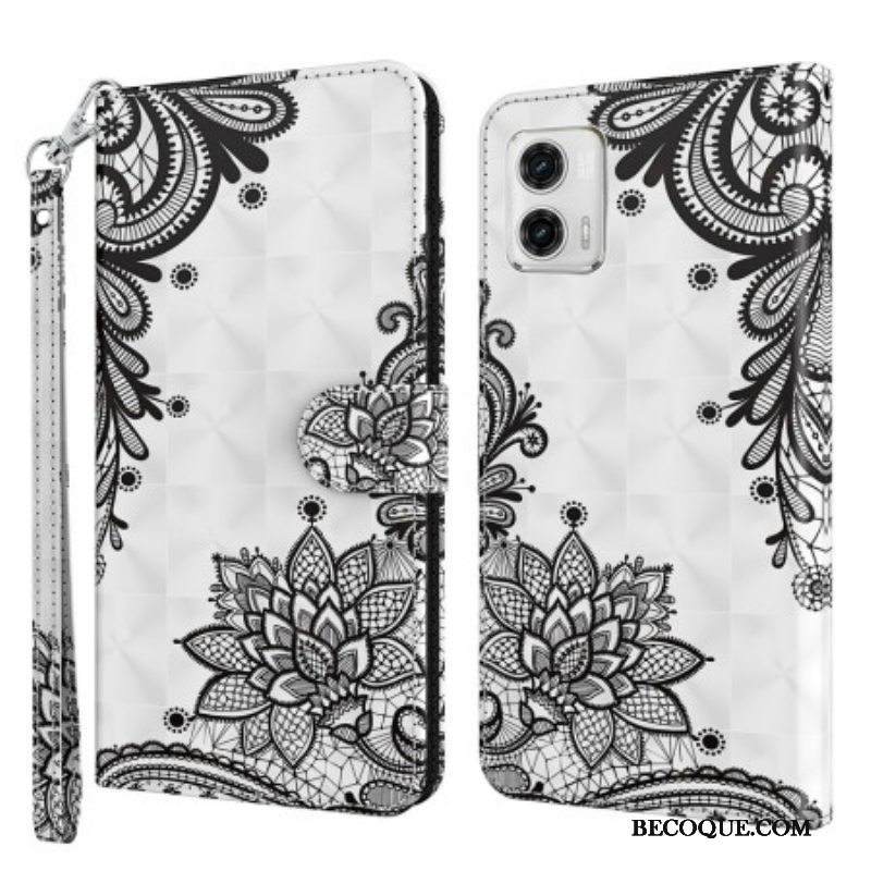 Kotelot Moto G73 5G Suojaketju Kuori Strappy Pitsi