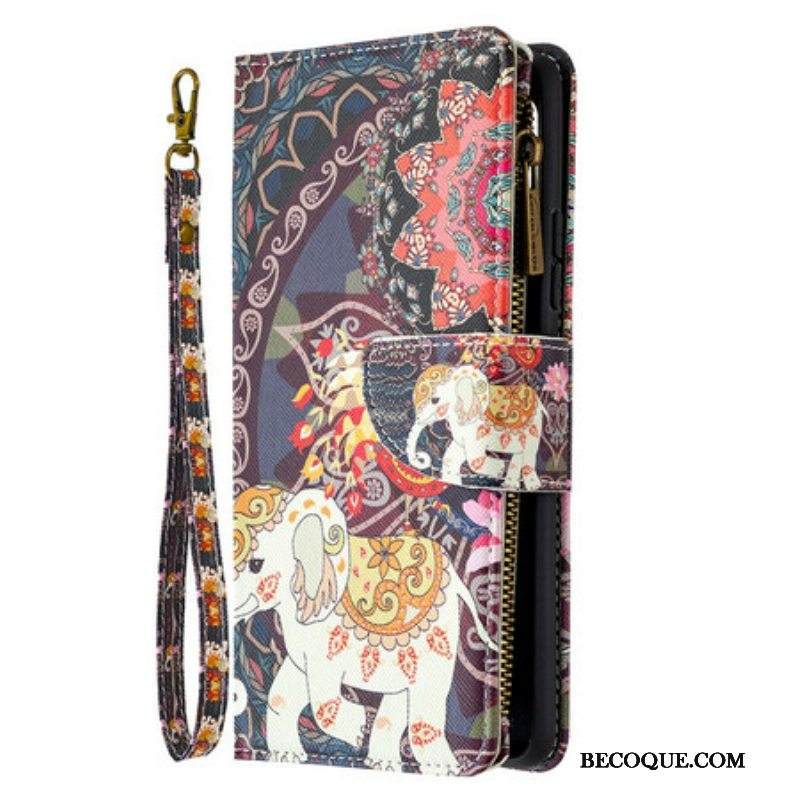 Kotelot Samsung Galaxy A42 5G Elephant Vetoketjullinen Tasku