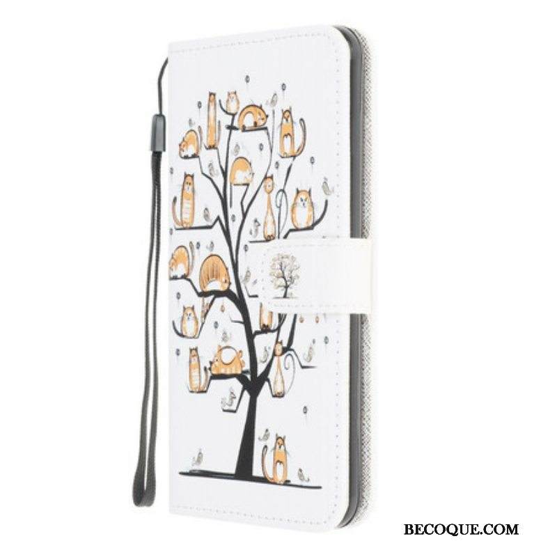 Kotelot Samsung Galaxy A42 5G Suojaketju Kuori Funky Cats Hihnalla