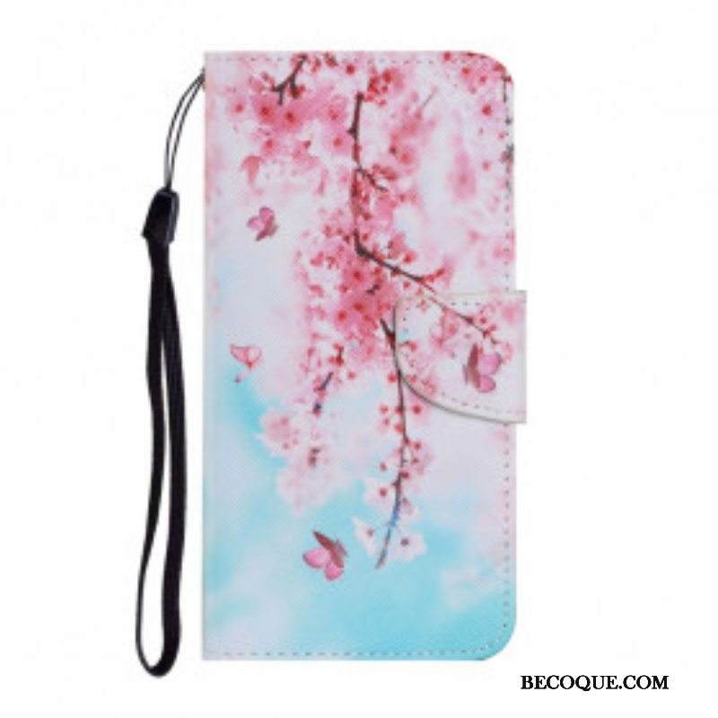 Kotelot Samsung Galaxy A52 4G / A52 5G / A52s 5G Suojaketju Kuori Punaiset Oksat Hihnalla