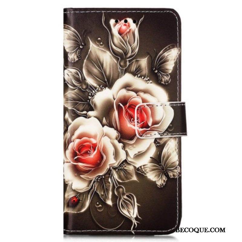 Kotelot Samsung Galaxy A54 5G Suojaketju Kuori Strap Roses