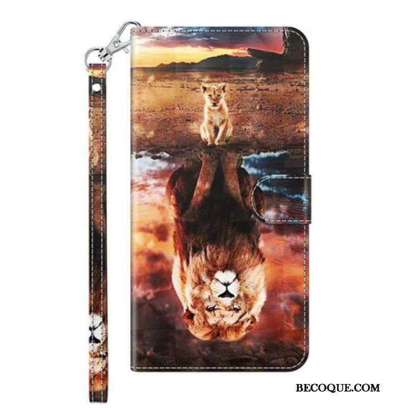 Kotelot Samsung Galaxy M12 / A12 Light Spot Lion Kaulanauhalla