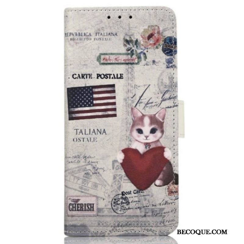 Kotelot Samsung Galaxy M13 Traveller Cat