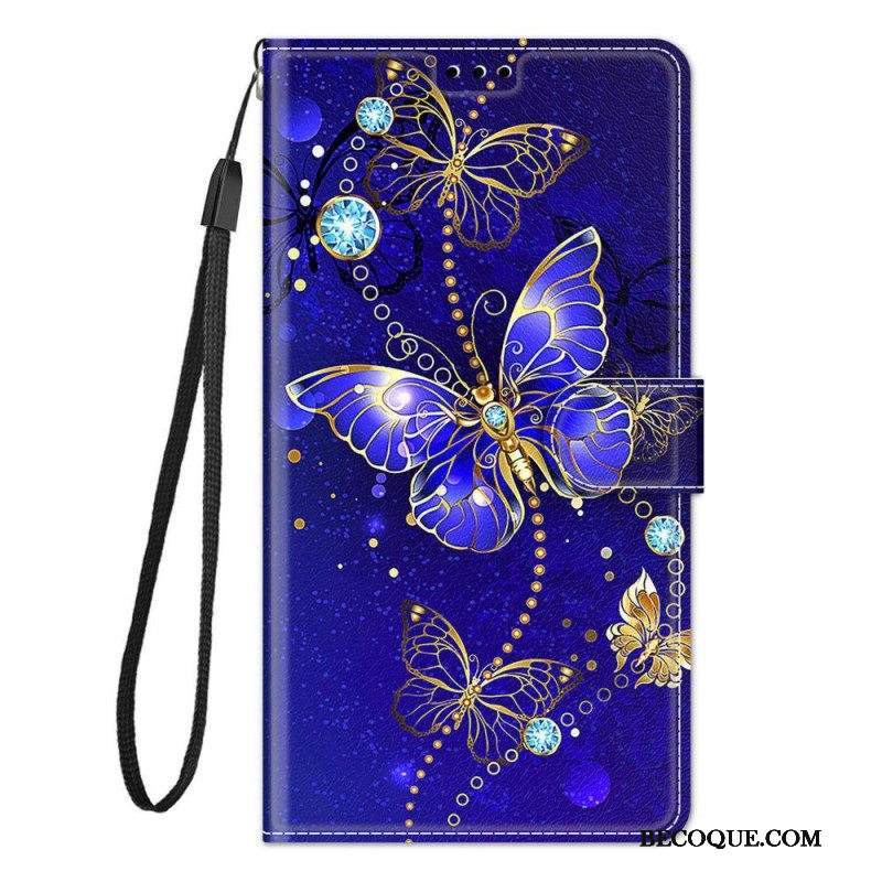 Kotelot Samsung Galaxy M23 5G Suojaketju Kuori Strap Butterflies Fan