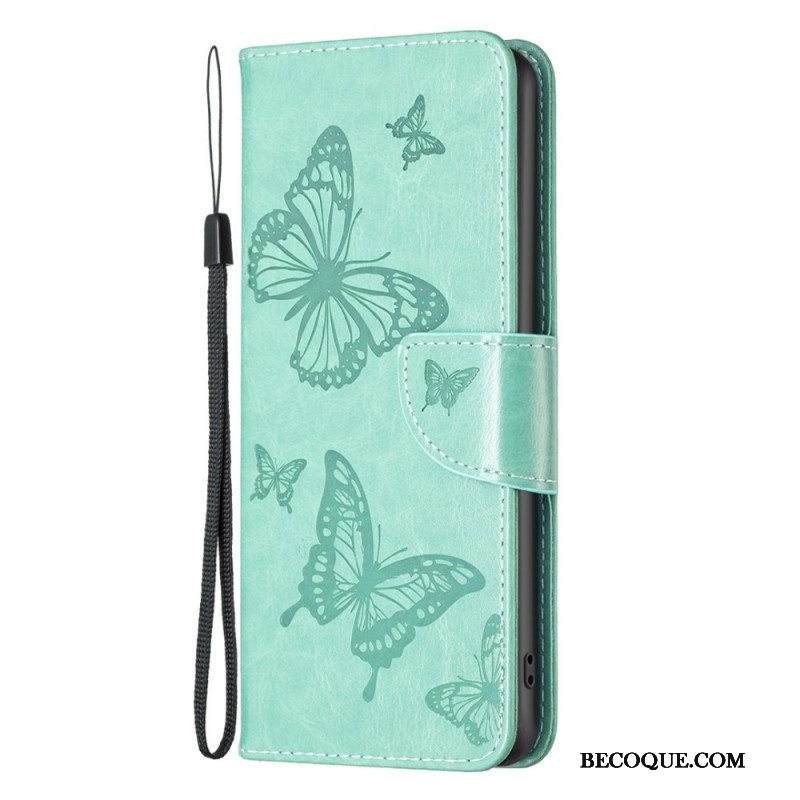 Kotelot Samsung Galaxy M53 5G Suojaketju Kuori Perhosille Painettu Olkahihna