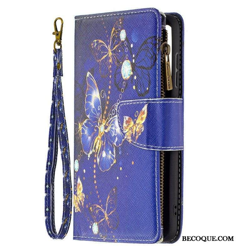 Kotelot Samsung Galaxy S21 FE Butterflies Butterflies Vetoketjullinen Pussi