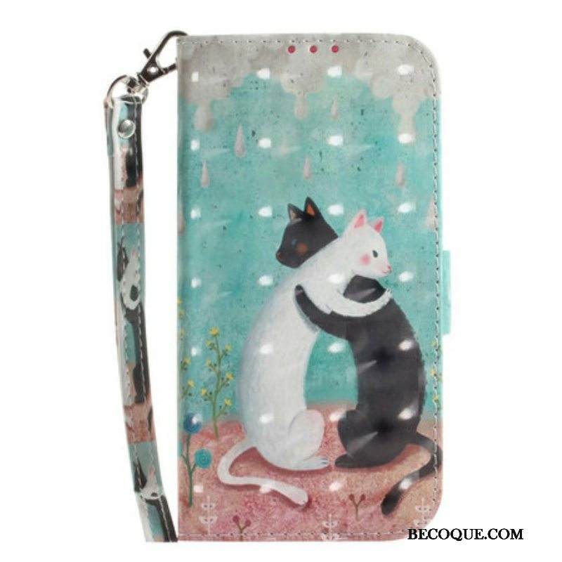 Kotelot Samsung Galaxy S21 FE Suojaketju Kuori Strappy Cat Ystävät