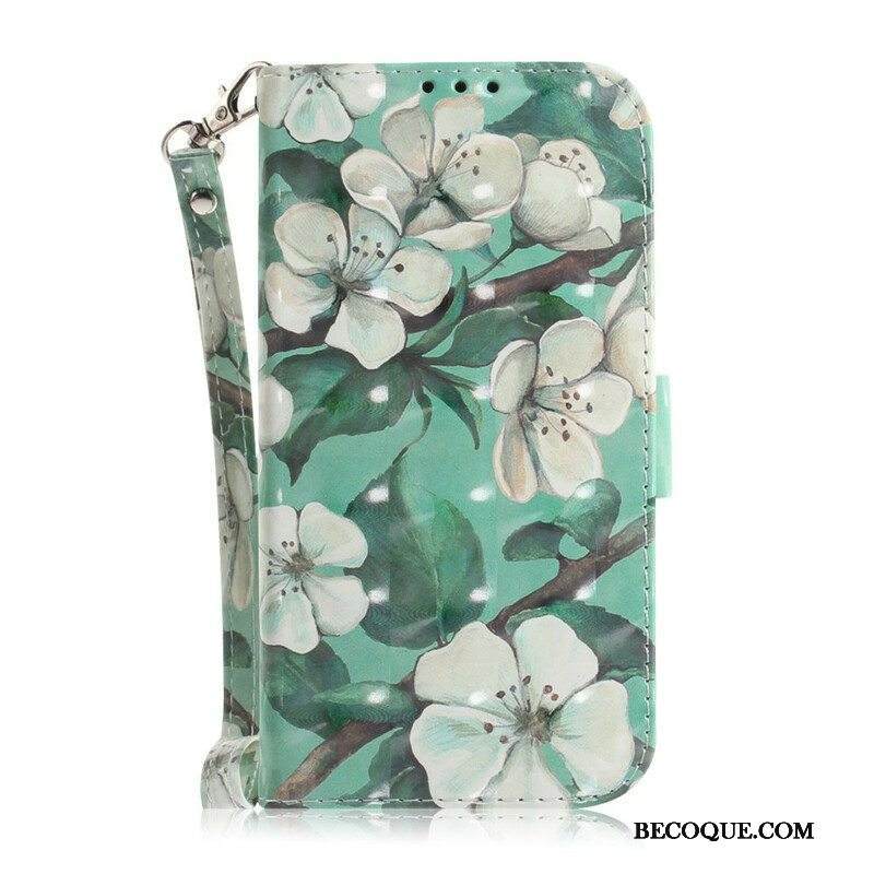 Kotelot Samsung Galaxy S21 Ultra 5G Suojaketju Kuori Kukkiva Oksa Hihnalla