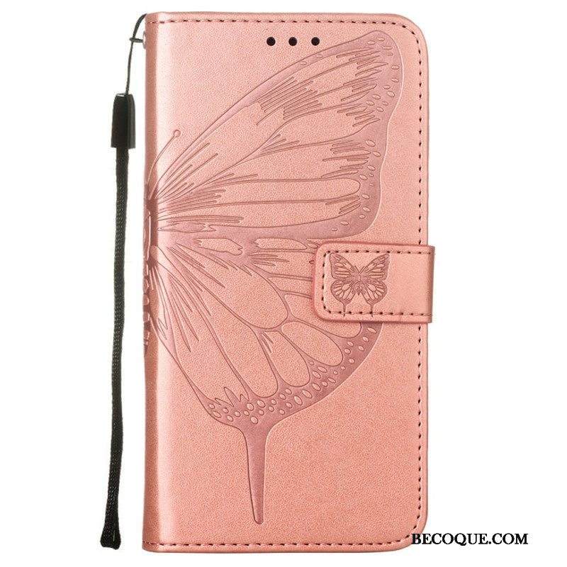Kotelot Samsung Galaxy S22 Ultra 5G Butterfly Design Kaulanauhalla