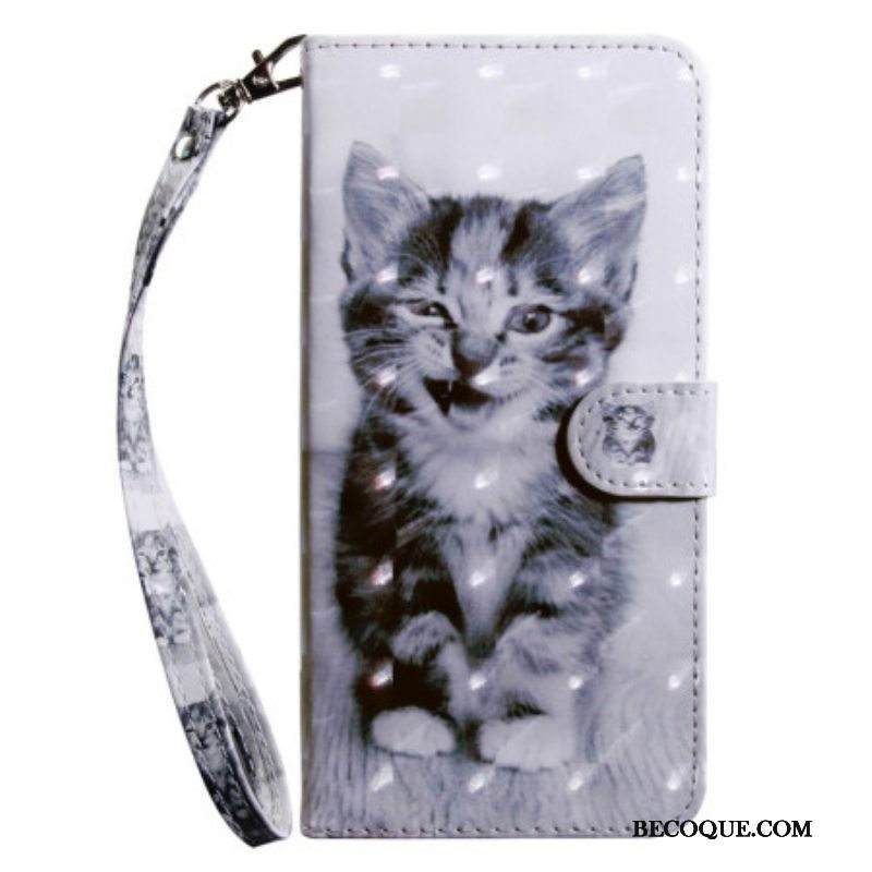 Kotelot Samsung Galaxy S23 5G Suojaketju Kuori Harmaa Kissanpentu Hihnalla