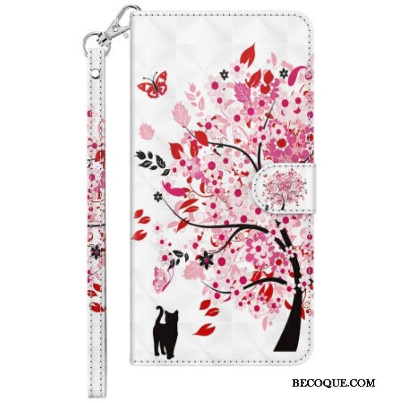 Kotelot Samsung Galaxy S23 Plus 5G Suojaketju Kuori Tree Ja Strappy Cat