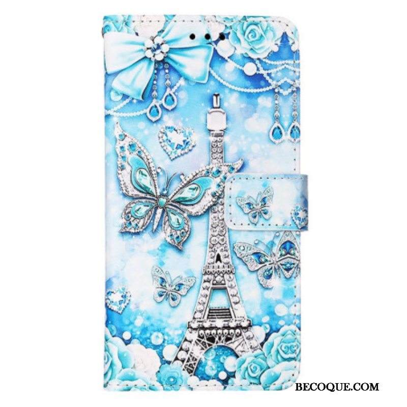 Kotelot Samsung Galaxy S23 Ultra 5G Suojaketju Kuori Eiffel-tornin Perhoshihna