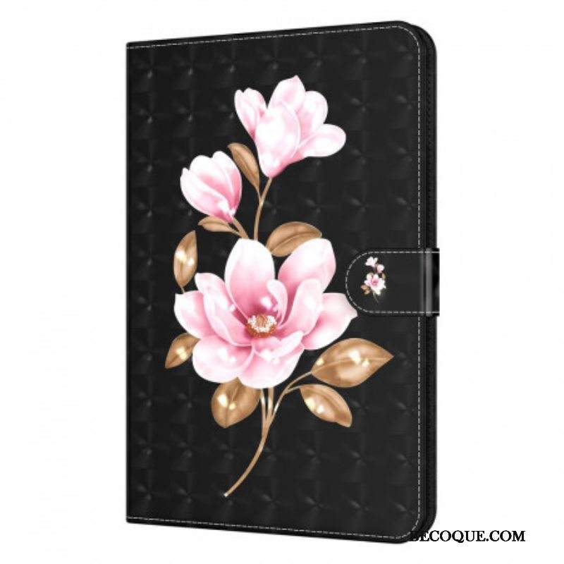 Kotelot Samsung Galaxy Tab A8 (2021) Nahkajäljitelmäpuukukkia