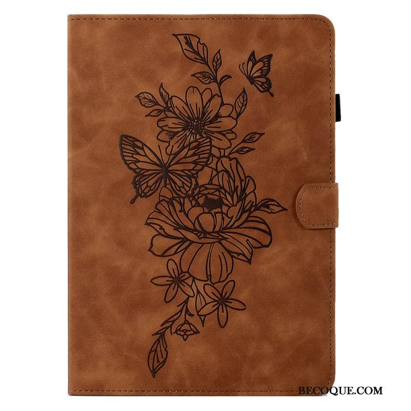 Kotelot Samsung Galaxy Tab S11 Mokkanahkainen Kukka- Ja Perhoskuvio