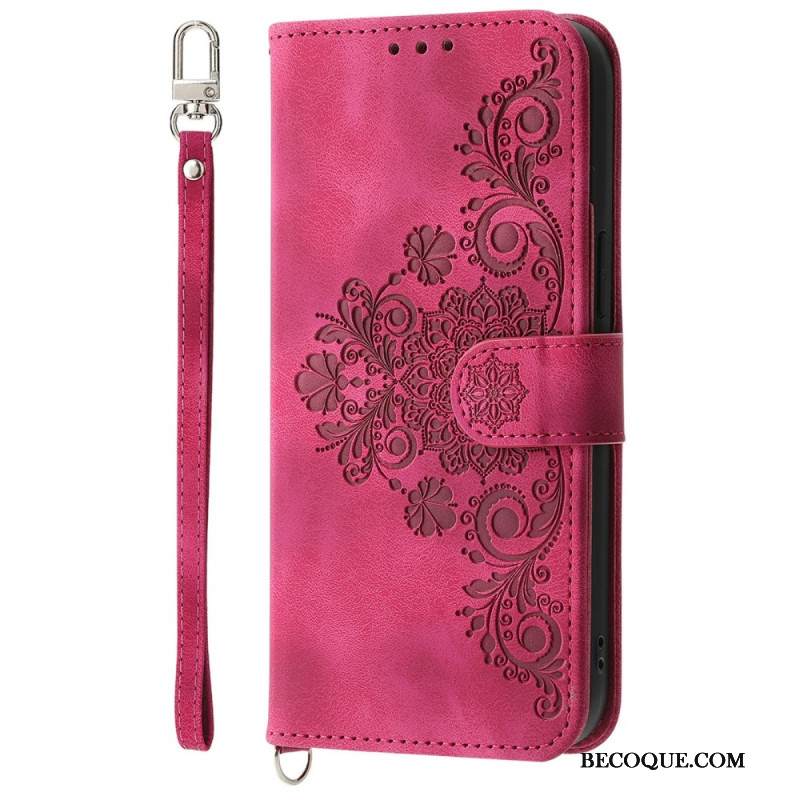 Kotelot Xiaomi 15 Pro Mokkanahkakuvio Kukkakuvio Jossa Hihna Ja Olkahihna Suojakuori