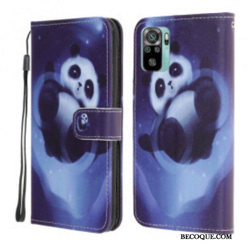 Kotelot Xiaomi Redmi Note 10 / 10S Suojaketju Kuori Space Panda Kaulanauhalla