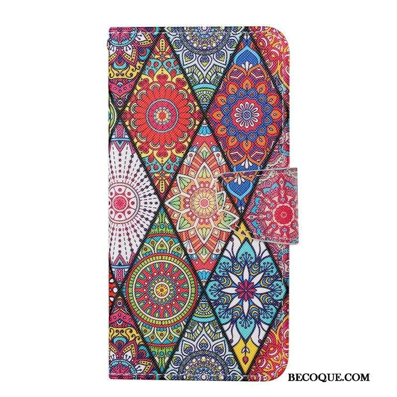 Kotelot iPhone 13 Pro Patchwork Kaulanauhalla