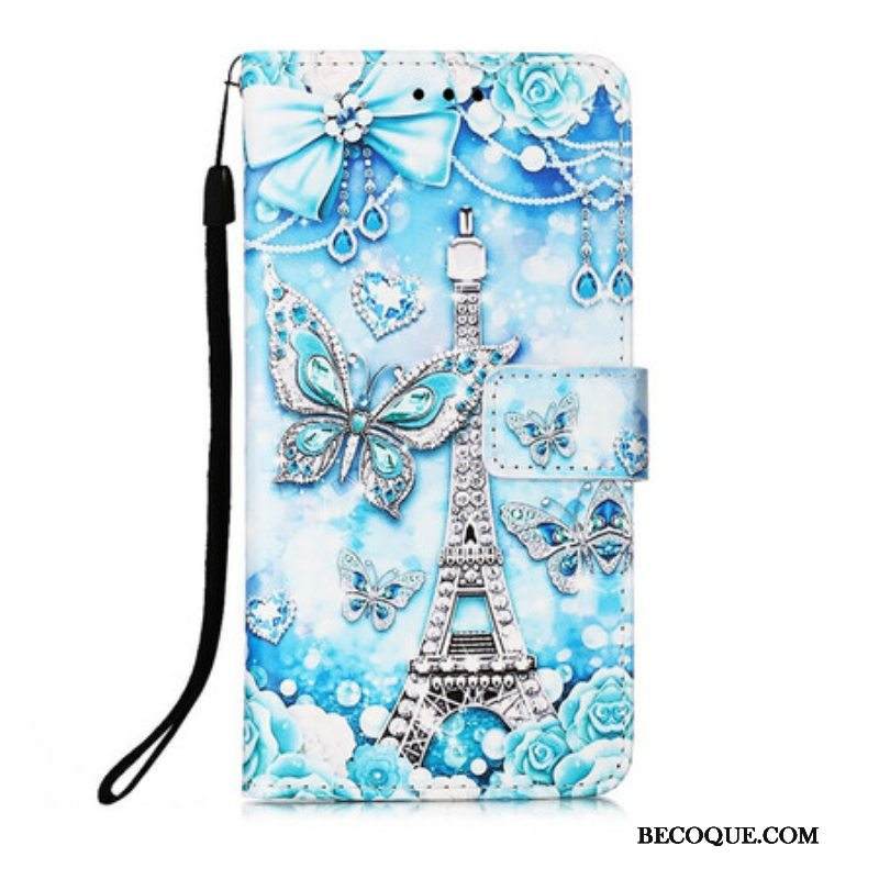 Kotelot iPhone 13 Pro Suojaketju Kuori Eiffel-tornin Perhoshihna