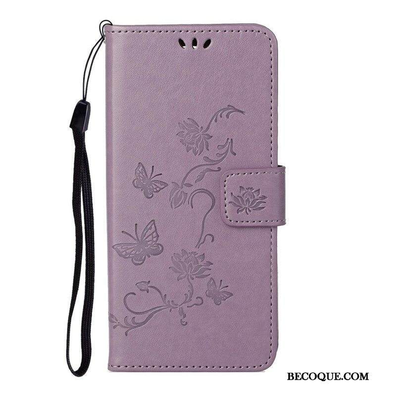 Kotelot iPhone 13 Pro Suojaketju Kuori Perhoset Ja Kukat -hihna