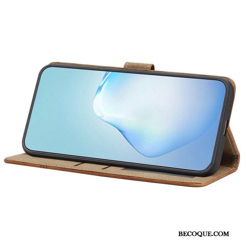 Kotelot iPhone 14 Plus Suojaketju Kuori Geo-ompeluhihna Nahkaefektillä