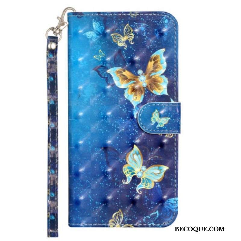 Kotelot iPhone 15 Pro Max Suojaketju Kuori 3d-perhoset Kaulanauhalla