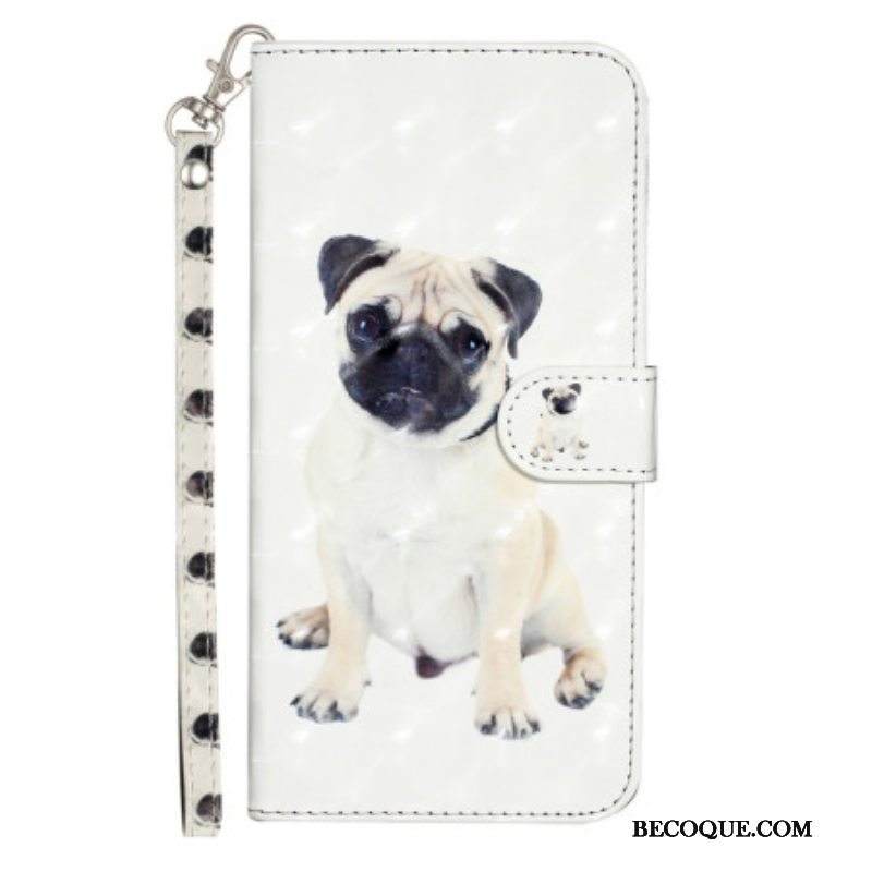 Kotelot iPhone 15 Pro Suojaketju Kuori 3d-mopsi Hihnalla