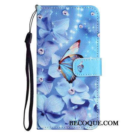 Kotelot iPhone 16 Pro Max Perhosia Ja Timantteja Hihnalla Kotelot iPhone 16 Pro Max Perhosia Ja Timantteja Hihnalla